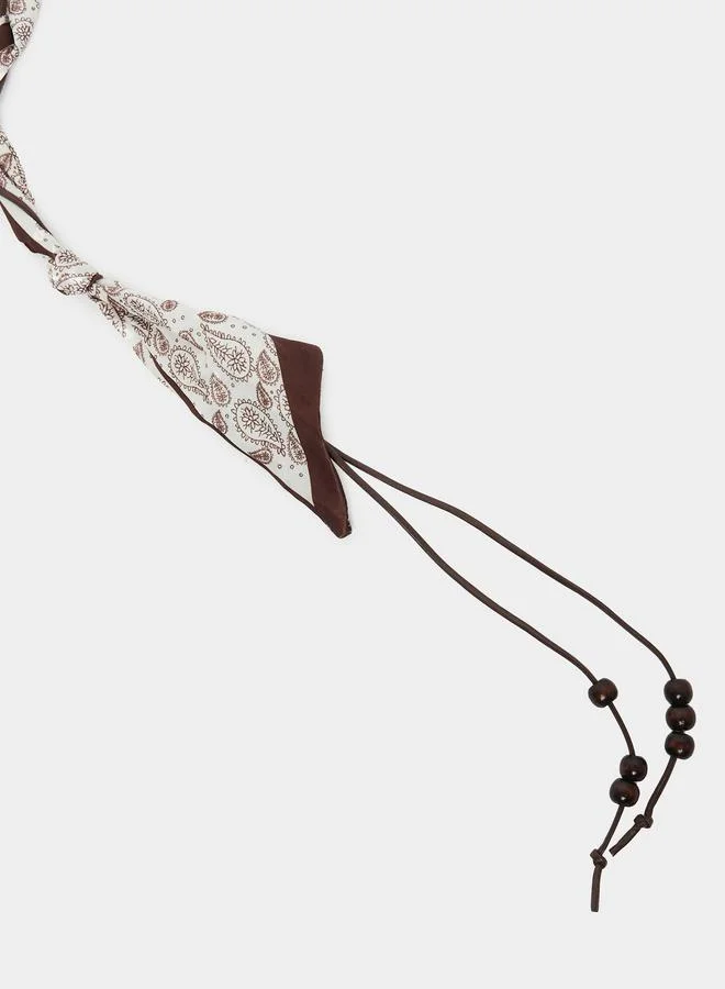 Brown Paisley Print Scarf Belt